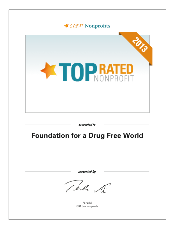 Top Rated Non profit 2013 Foundation For A Drug Free World