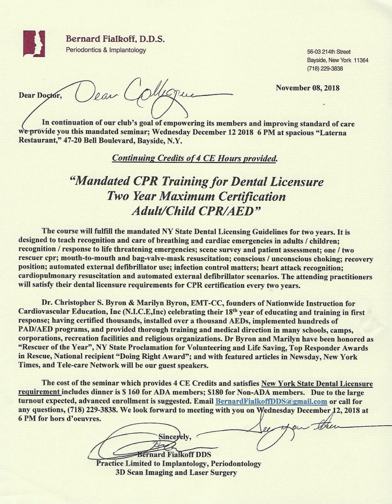 Mandated CPR Training for Dental Licensure Two Year Maximum Certification Adult/Child CPR/AED